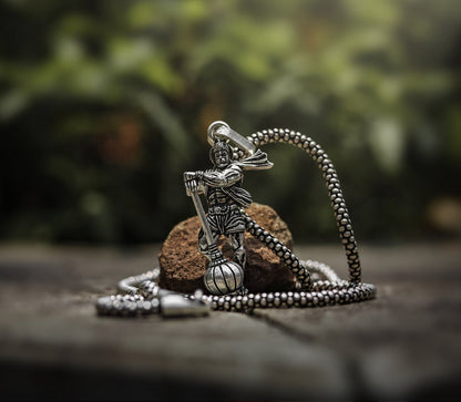 Hanumanji With Gada Silver Pendant Chain