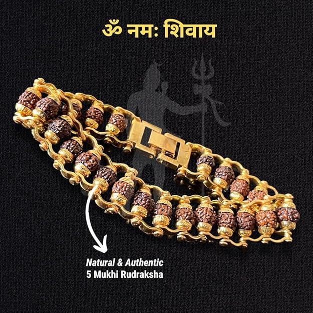 Gold Plated Modern Rudraksha Bracelet