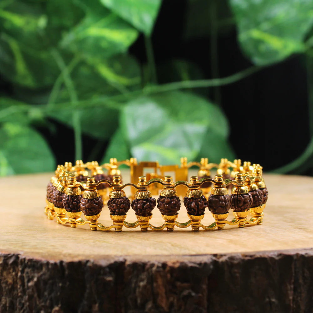 Gold Plated Modern Rudraksha Bracelet