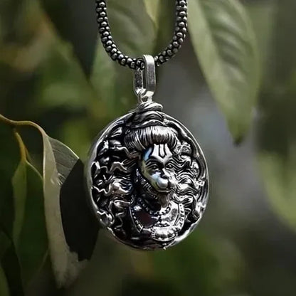 Hanuman Ji Pendant with Oxidised Silver Chain